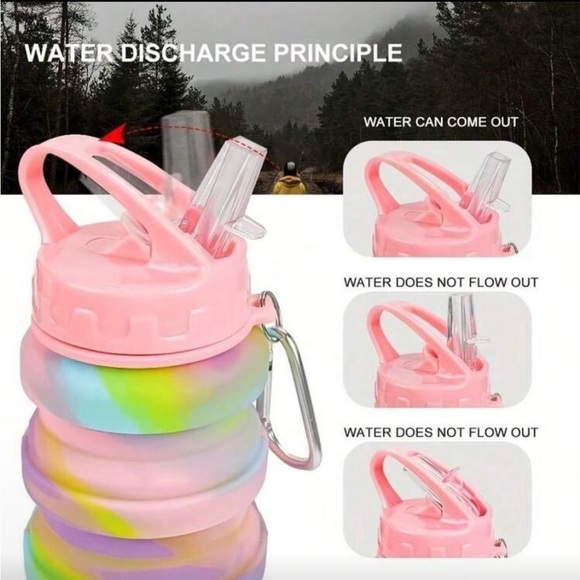 Collapsible Pink Tie Dye Waterbottle NEW - Picture 2 of 2